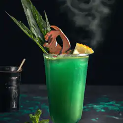 Une image du cocktail Une Rencontre Sauvage entre l'Ananas et la Menthe ! - image générée par IA (DALL-E)